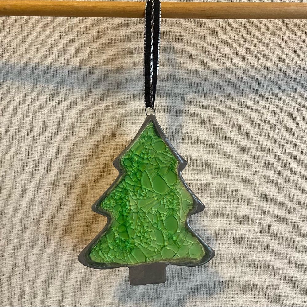 Christmas Tree Ornament // Handmade // ceramic and glass‎ // OOAK gift
